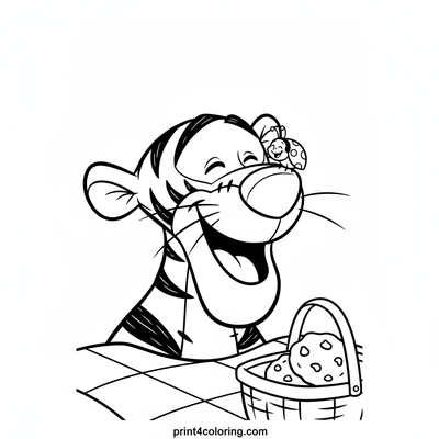 Tigger's Giggling Picnic Pal - free printable coloring page