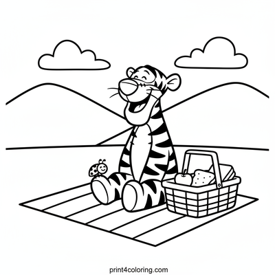 Tigger's Bouncy Picnic Adventure - free printable coloring page