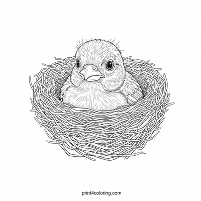 Curious Canary Hatchling's Cozy Peek - free printable coloring page