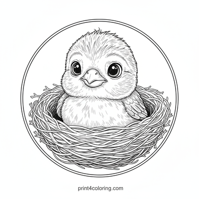 Fluffy Canary Hatchling's First Peek - free printable coloring page