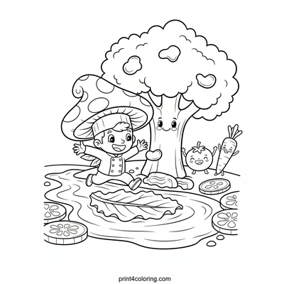 The Little Chef's Grand Salad Expedition - free printable coloring page