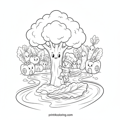 Tiny Chef's Grand Salad Expedition - free printable coloring page