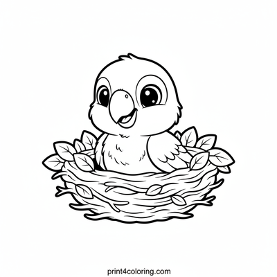Tiny Parrot's Cozy Nest Peek - free printable coloring page