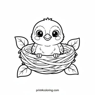 Adorable Baby Sparrow in its Cozy Nest - free printable coloring page