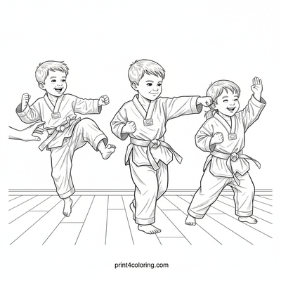 Tiny Taekwondo Tigers: Stance & Giggles - free printable coloring page