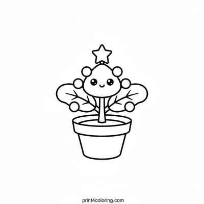 Tiny Tree Sprout's First Christmas Star - free printable coloring page