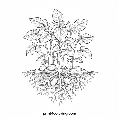 Tiny Tuber Treasures: An Underground Adventure - free printable coloring page