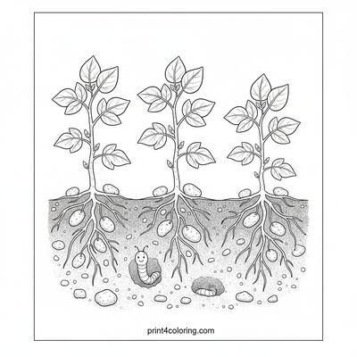 Underground Wonderland: Tiny Tuber Treasures - free printable coloring page