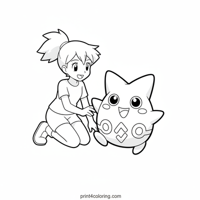 Togepi's Wobbly First Steps - free printable coloring page