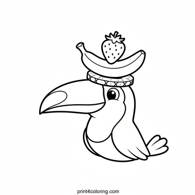 Toucan's Tropical Fruit Hat - free printable coloring page