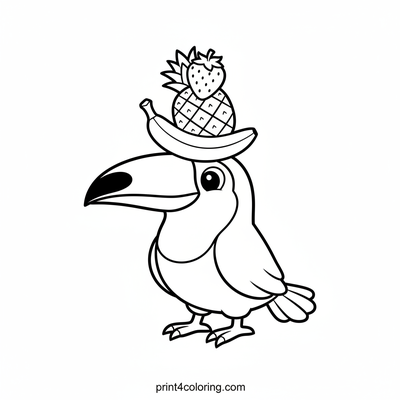 Tropical Toucan's Fruity Fashion - free printable coloring page