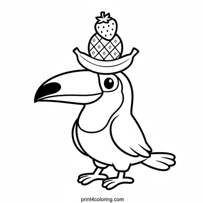 Tropical Toucan's Fruity Feast Hat - free printable coloring page