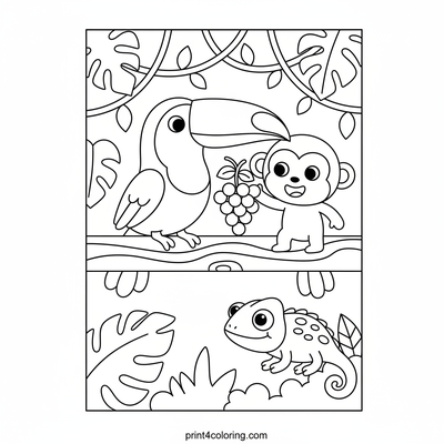 Jungle Pals Sharing Snacks - free printable coloring page