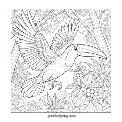 Majestic Toucan's Berry Quest - free printable coloring page