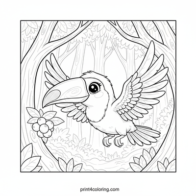 Toucan's Grand Rainforest Glide - free printable coloring page