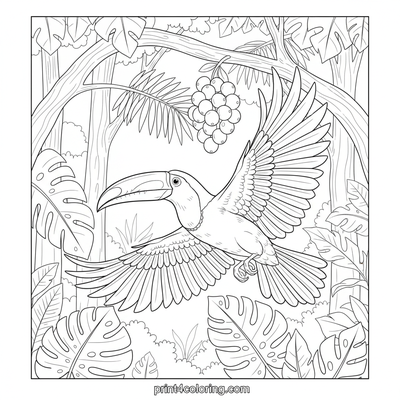 Majestic Toucan's Rainforest Journey - free printable coloring page
