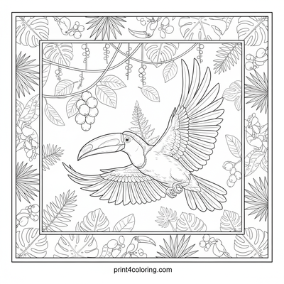 Majestic Toucan's Rainforest Flight - free printable coloring page