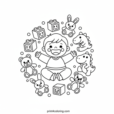 Playful Toy Room Whirlwind - free printable coloring page