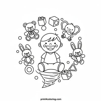 My Playful Toy Tornado Adventure - free printable coloring page