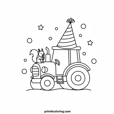 Silly Hat Tractor Party! - free printable coloring page