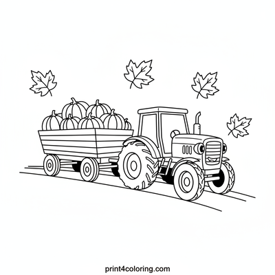 Autumn Harvest Tractor Ride - free printable coloring page