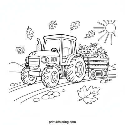 Autumn's Bounty: Tractor Pull - free printable coloring page