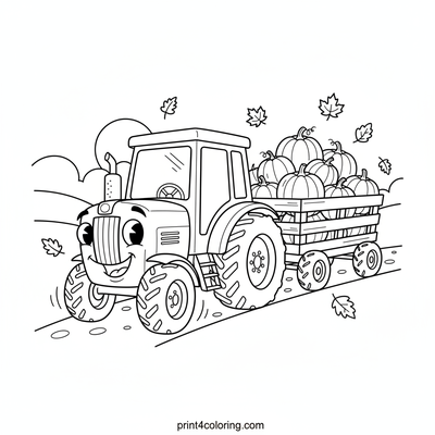 The Great Pumpkin Tractor Haul - free printable coloring page
