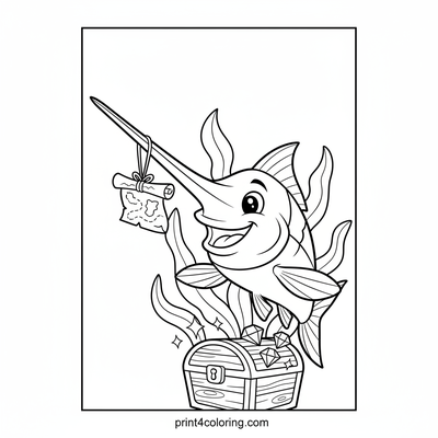 The Swordfish's Secret Treasure Map - free printable coloring page