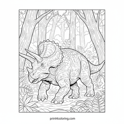 Mighty Triceratops Woodland Trek - free printable coloring page