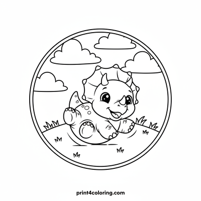 Happy Triceratops Hill Roll - free printable coloring page