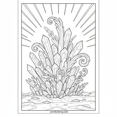Triton's Frozen Flora: Crystalline Ice Garden - free printable coloring page