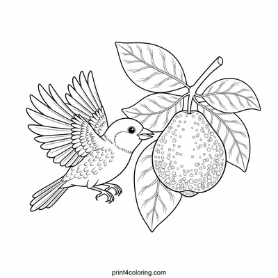 Feathery Feast: Tropical Bird's Guava Snack
