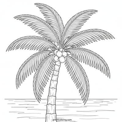 Tropical Coconut Palm Paradise - free printable coloring page