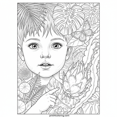 Tropical Garden Dragon Fruit Discovery - free printable coloring page
