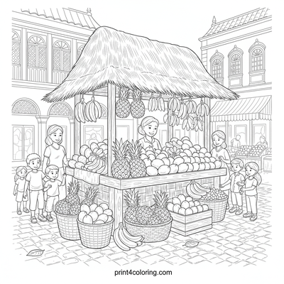 Vibrant Tropical Market Pineapple Stand