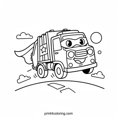 The Amazing Flying Garbage Truck Hero! - free printable coloring page