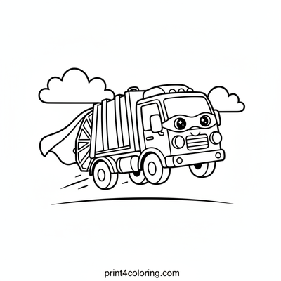 The Amazing Flying Garbage Truck - free printable coloring page