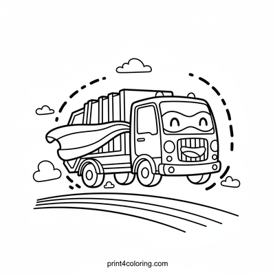 The Amazing Flying Garbage Truck - free printable coloring page
