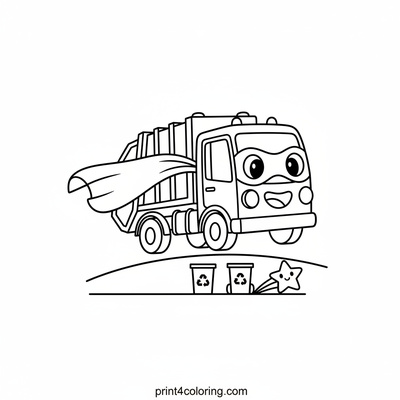 The Caped Crusader Garbage Truck! - free printable coloring page