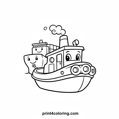 Mighty Tugboat's Big Adventure - free printable coloring page