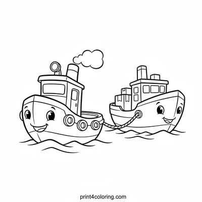 Tugboat's Mighty Pull Adventure - free printable coloring page