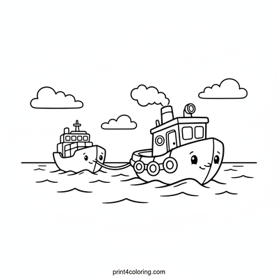 Tugboat's Mighty Tow - free printable coloring page