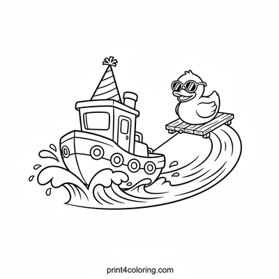 Tugboat's Wacky Water Parade - free printable coloring page