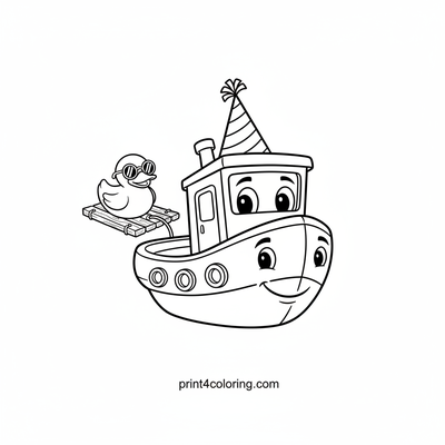 Tugboat's Silly Hat Parade Adventure - free printable coloring page