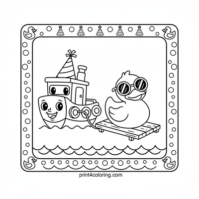 The Tugboat's Silly Hat Parade - free printable coloring page