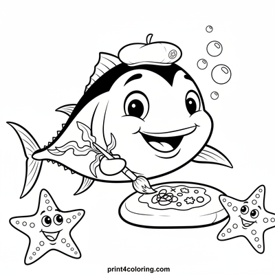 Tuna's Underwater Masterpiece - free printable coloring page