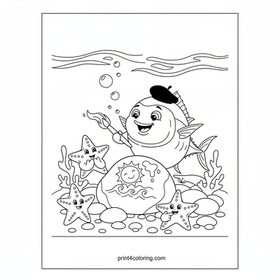 Fin-tastic Underwater Art Class - free printable coloring page