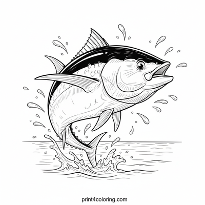 Majestic Tuna's Ocean Leap - free printable coloring page