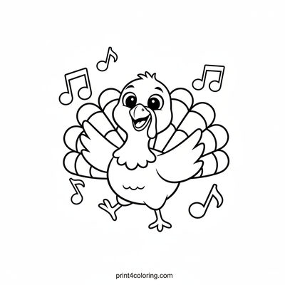 Turkey's Joyful Jig - free printable coloring page