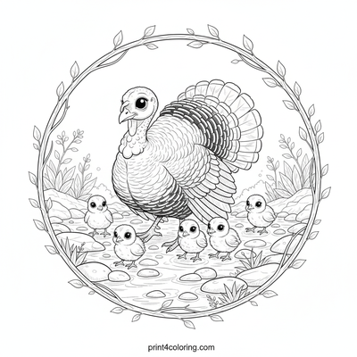 Turkey Family's Gentle Stream Crossing